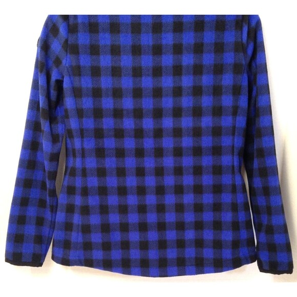 L-RL Lauren Active Jacket Wm PS Blue Black Check 1/2 Zip Quilted Fleece Outdoors - Picture 9 of 12
